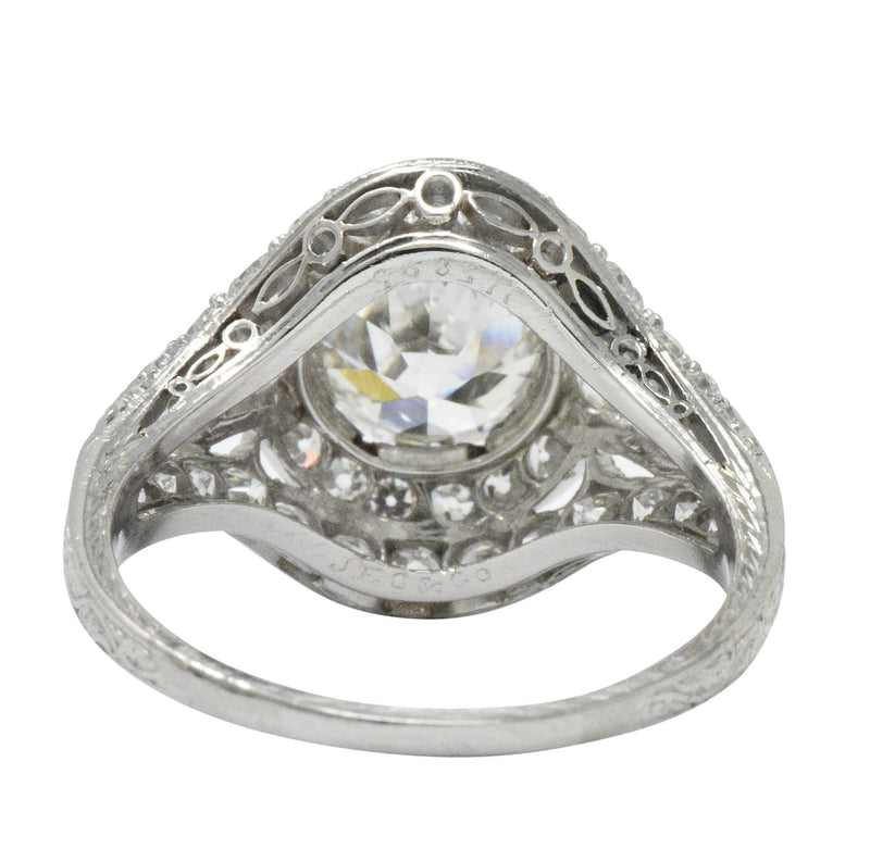 Stunning J.E. Caldwell Art Deco 2.81 CTW Diamond Engagement Ring GIA Wilson's Estate Jewelry