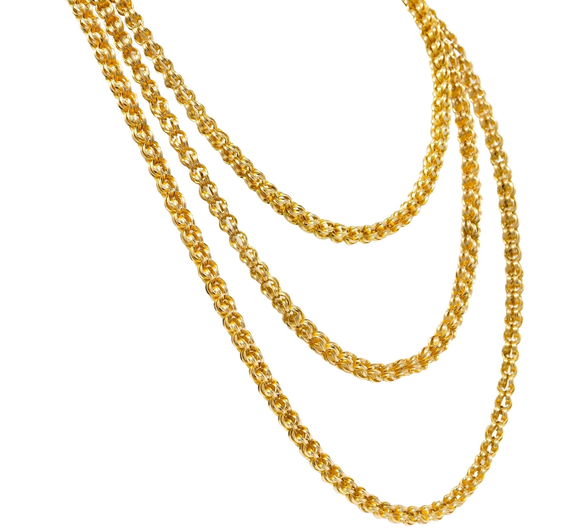 Substantial Victorian 14 Karat Gold 62 Inch Long Chain Necklace Circa 1880 - Wilson's Estate Jewelry