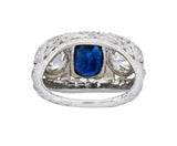 Sumptuous Art Deco 3.70 CTW No Heat Sapphire Diamond Platinum Anniversary Ring AGL Wilson's Estate Jewelry