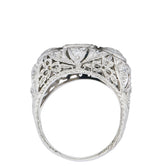 Sumptuous Art Deco 3.70 CTW No Heat Sapphire Diamond Platinum Anniversary Ring AGL Wilson's Estate Jewelry