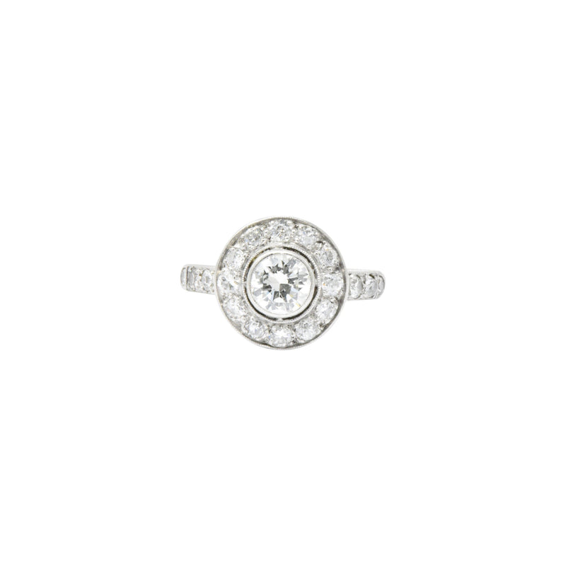 Superb Art Deco 1.02 CTW Diamond 14K White Gold Cluster Engagement Ring Wilson's Estate Jewelry