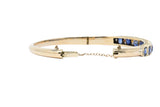 Superb Victorian 4.00 CTW Sapphire Diamond 14 Karat Gold Bangle Bracelet Wilson's Estate Jewelry