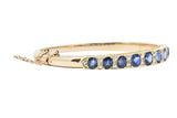 Superb Victorian 4.00 CTW Sapphire Diamond 14 Karat Gold Bangle Bracelet Wilson's Estate Jewelry
