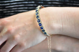 Superb Victorian 4.00 CTW Sapphire Diamond 14 Karat Gold Bangle Bracelet Wilson's Estate Jewelry