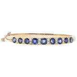 Superb Victorian 4.00 CTW Sapphire Diamond 14 Karat Gold Bangle Bracelet Wilson's Estate Jewelry