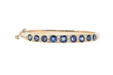 Superb Victorian 4.00 CTW Sapphire Diamond 14 Karat Gold Bangle Bracelet Wilson's Estate Jewelry