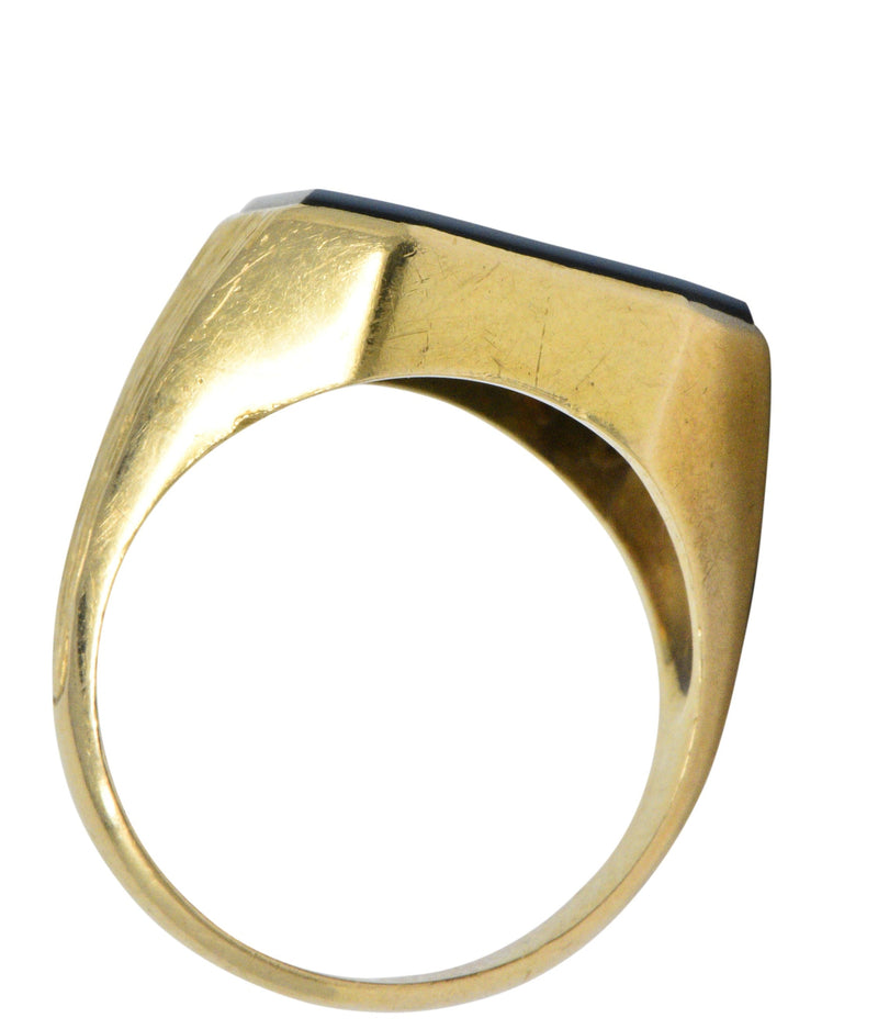 Superb Victorian Hardstone Intaglio 18 Karat Gold Men's Signet Ring Wilson's Estate Jewelry