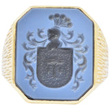 Superb Victorian Hardstone Intaglio 18 Karat Gold Men's Signet Ring Wilson's Estate Jewelry