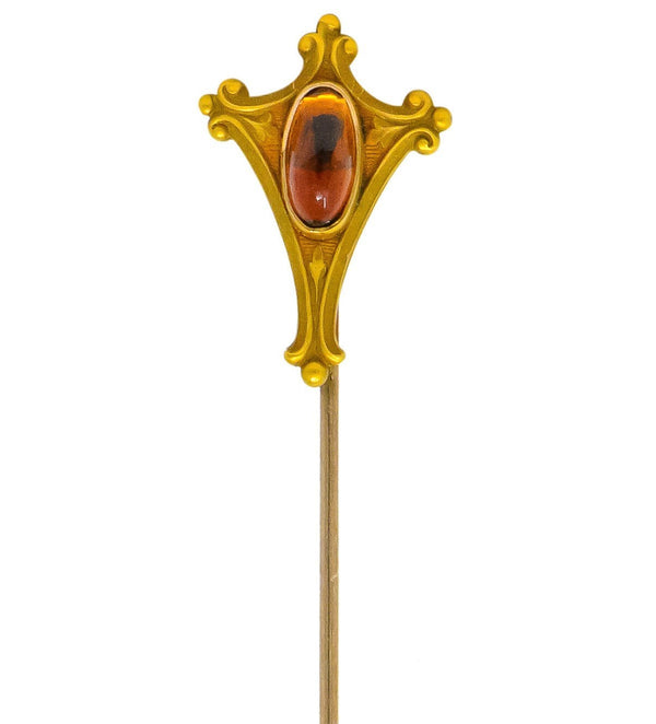 Taylor & Co. Inc. Art Nouveau Citrine 10 Karat Gold Stickpin - Wilson's Estate Jewelry