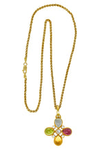 Temple St. Clair Contemporary Multi-Gem Diamond 18 Karat Gold Floral Pendant Necklace - Wilson's Estate Jewelry