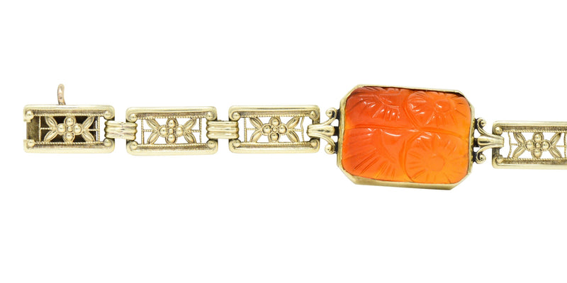 Theberath & Co. Art Nouveau Carnelian 14 Karat Gold Bracelet - Wilson's Estate Jewelry