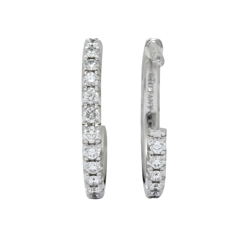 Tiffany & Co. 0.50 CTW Diamond 18 White Gold Hoop Earrings - Wilson's Estate Jewelry