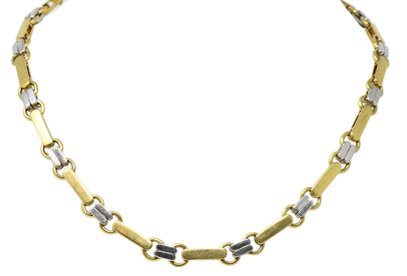 Tiffany & Co. 1.05 CTW Diamond 18 Karat Two-Tone Gold Link Necklace Wilson's Estate Jewelry