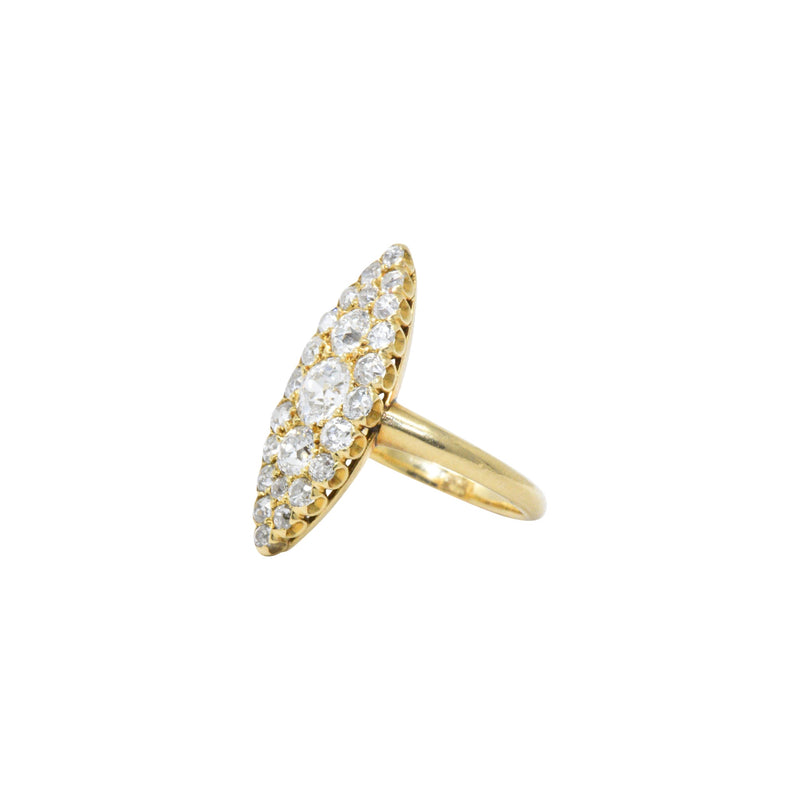 Tiffany & Co. 1.40 CTW Victorian Diamond & 18K Yellow Gold Navette Ring Wilson's Estate Jewelry