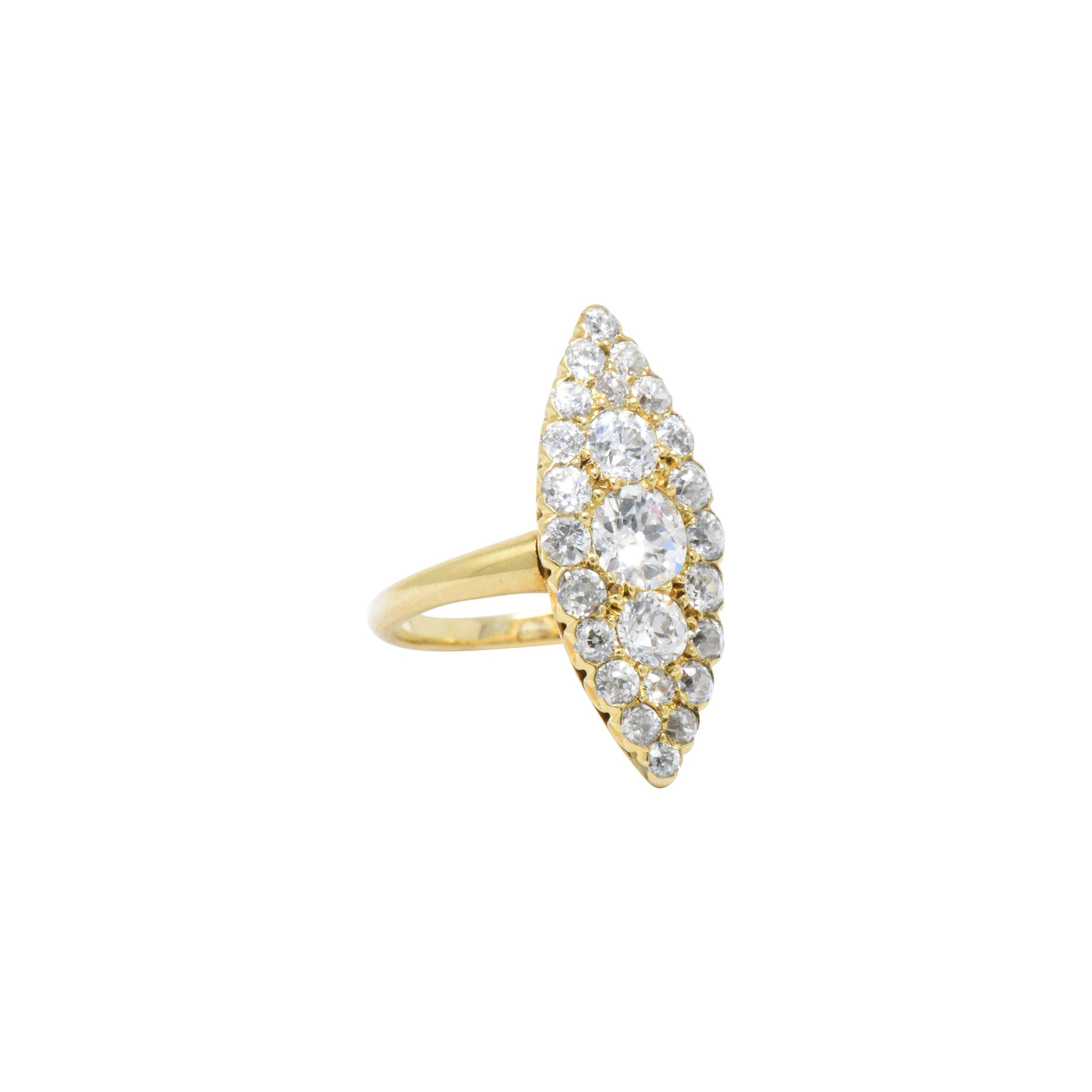 Tiffany & Co. 1.40 CTW Victorian Diamond & 18K Yellow Gold Navette Ring ...