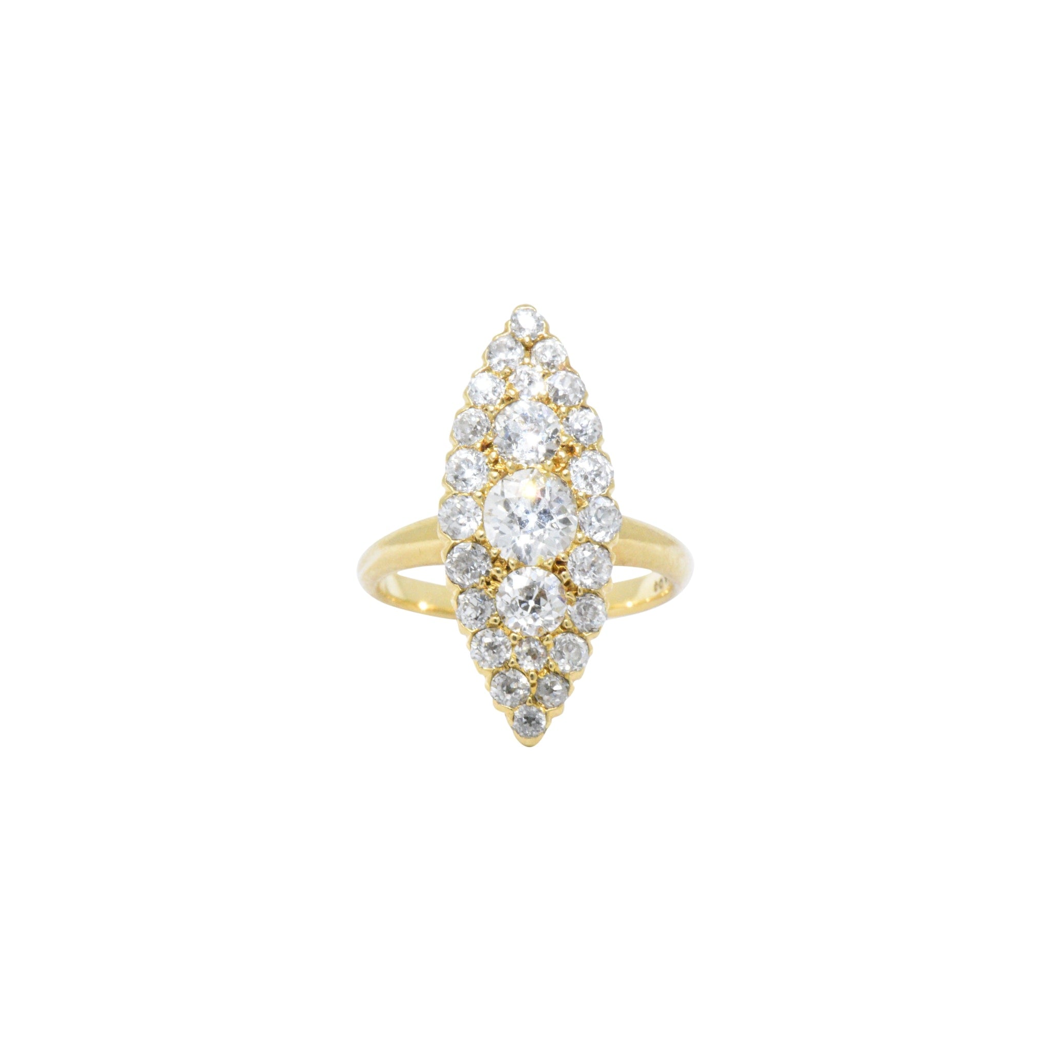 Tiffany & Co. 1.40 CTW Victorian Diamond & 18K Yellow Gold Navette Ring Wilson's Estate Jewelry