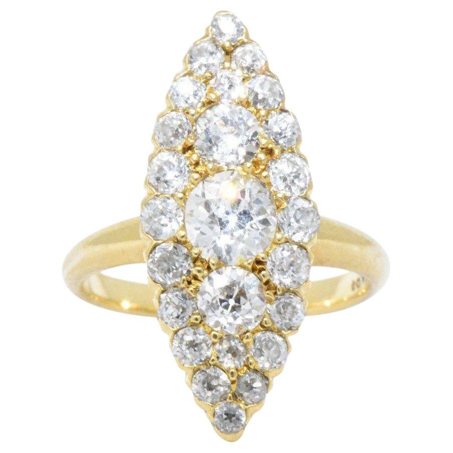 Tiffany & Co. 1.40 CTW Victorian Diamond & 18K Yellow Gold Navette Ring Wilson's Estate Jewelry