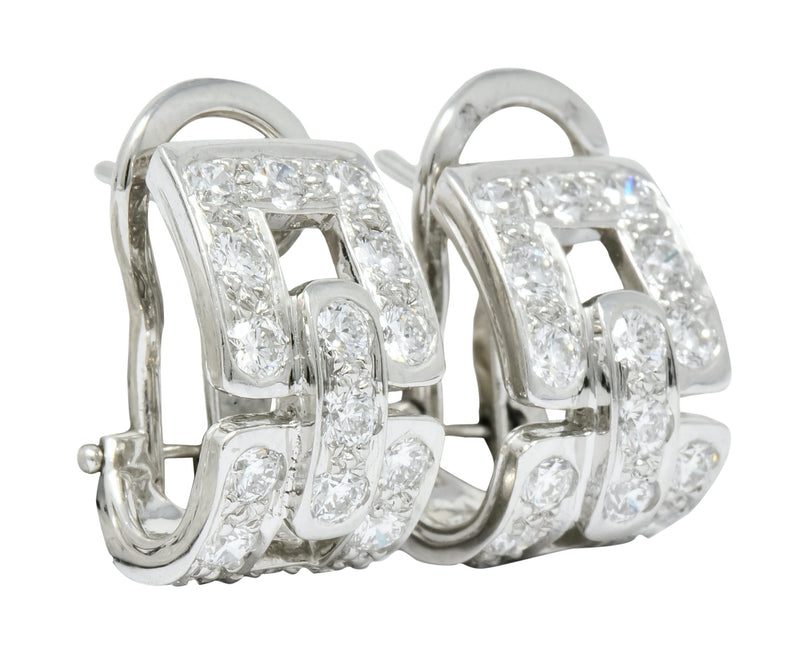 Tiffany & Co. 1.60 CTW Diamond Platinum Link Earrings - Wilson's Estate Jewelry