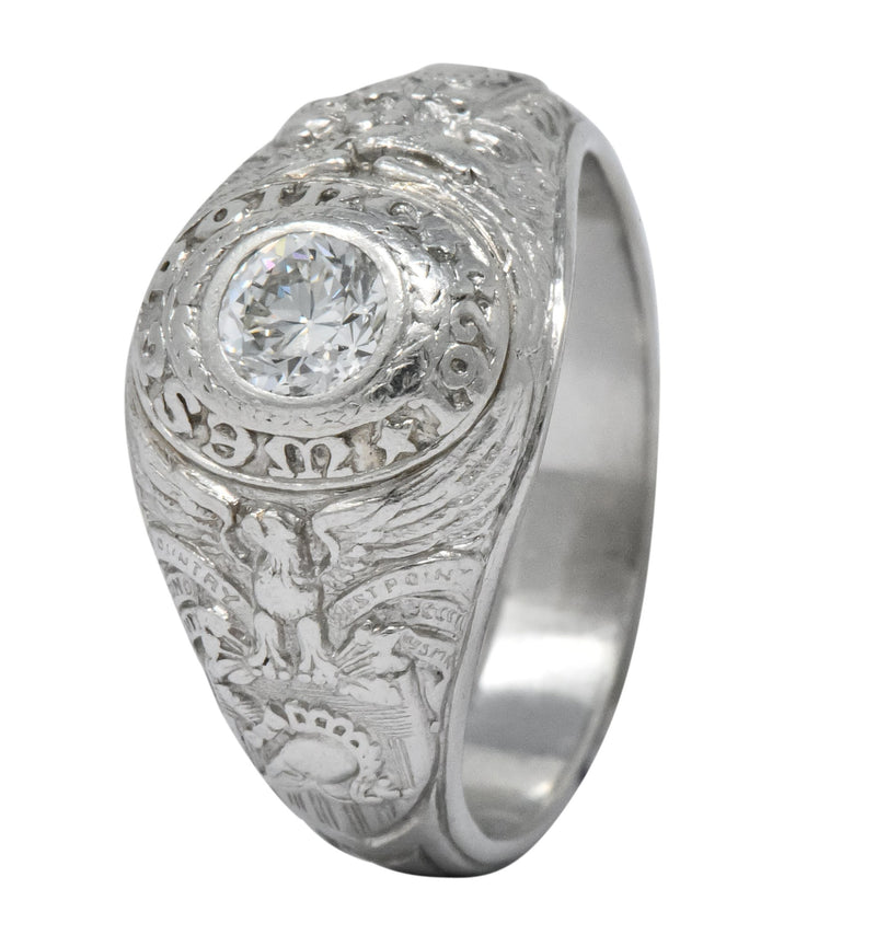 Tiffany & Co. 1925 Diamond Platinum West Point Unisex Class Ring - Wilson's Estate Jewelry