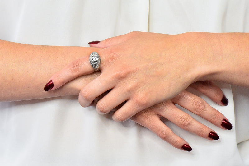 Tiffany & Co. 1925 Diamond Platinum West Point Unisex Class Ring - Wilson's Estate Jewelry