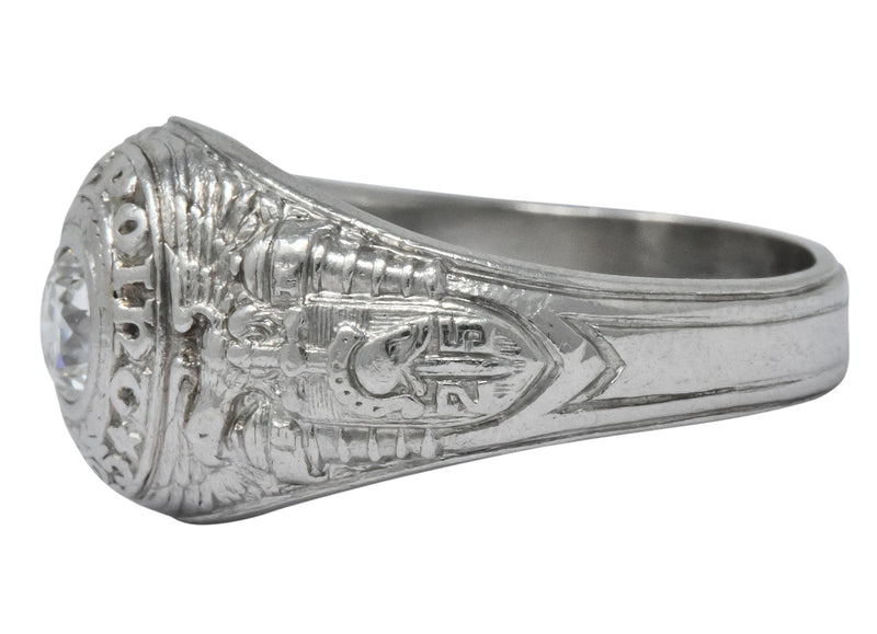 Tiffany & Co. 1925 Diamond Platinum West Point Unisex Class Ring - Wilson's Estate Jewelry