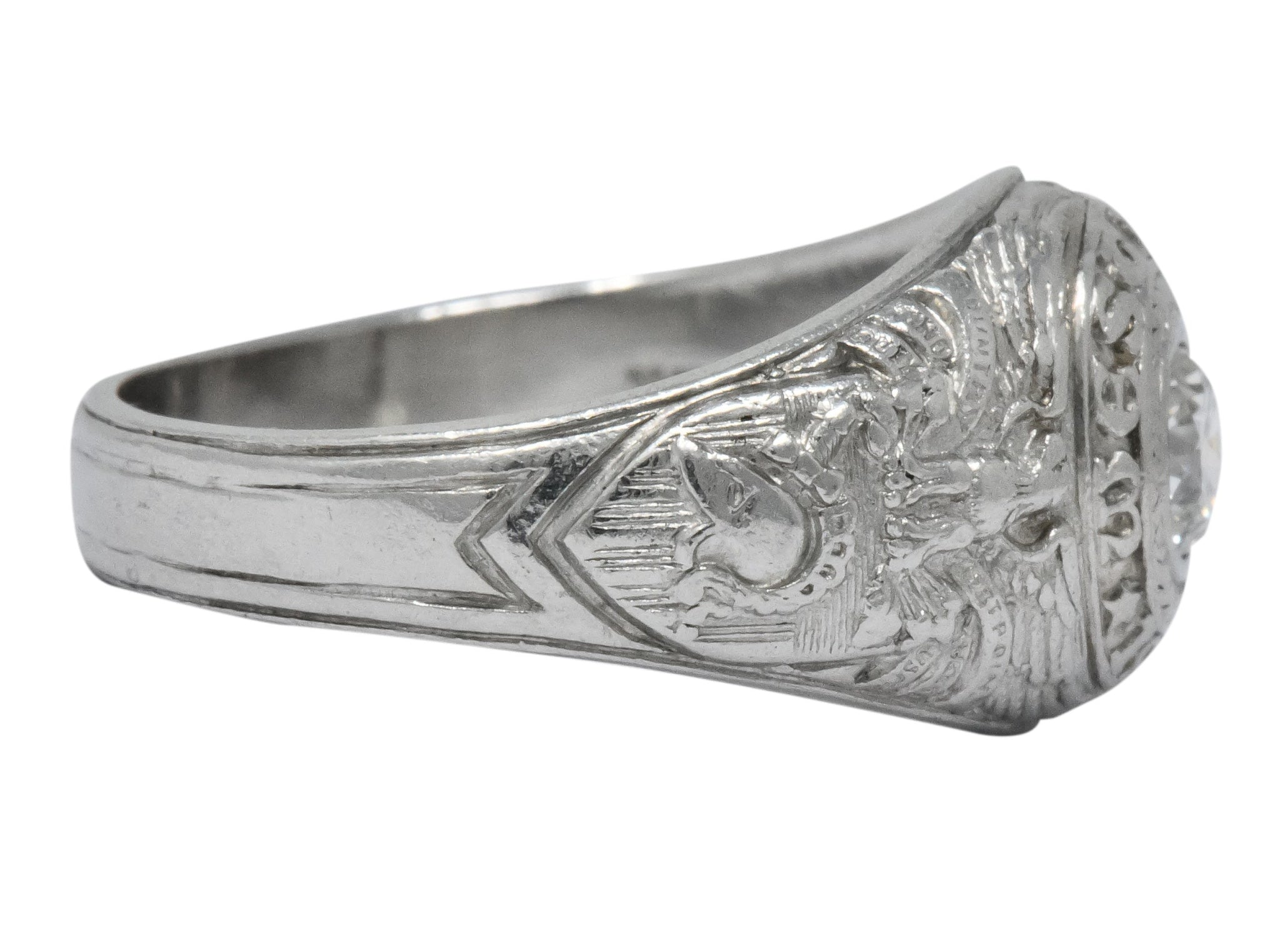 Tiffany & Co. 1925 Diamond Platinum West Point Unisex Class Ring
