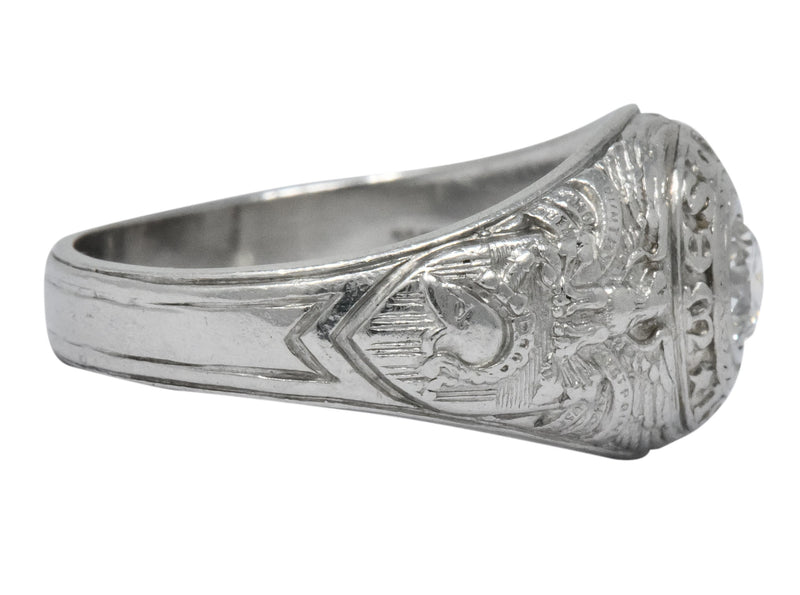 Tiffany & Co. 1925 Diamond Platinum West Point Unisex Class Ring ...