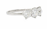 Tiffany & Co. Retro 2.19 CTW Diamond Platinum Three Stone Ring GIA Wilson's Estate Jewelry