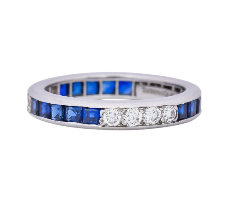 Tiffany & Co. 1950's Retro 1.42 CTW Diamond Sapphire Platinum Eternity Band Ring - Wilson's Estate Jewelry