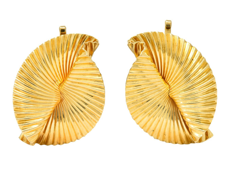 Tiffany & Co. 1950's Retro 14 Karat Gold Foliate Ear-Clip Earrings - Wilson's Estate Jewelry