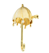 Tiffany & Co. 1980's 0.18 CTW Diamond 18 Karat Gold Umbrella Brooch Wilson's Estate Jewelry