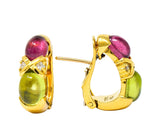 Tiffany & Co. 1990's Tourmaline Peridot Diamond 18K Yellow Gold J Hoop Earrings - Wilson's Estate Jewelry
