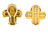 Tiffany & Co. 1992 Vintage Diamond 18 Karat Gold Signature X Ear-Clip Earrings - Wilson's Estate Jewelry