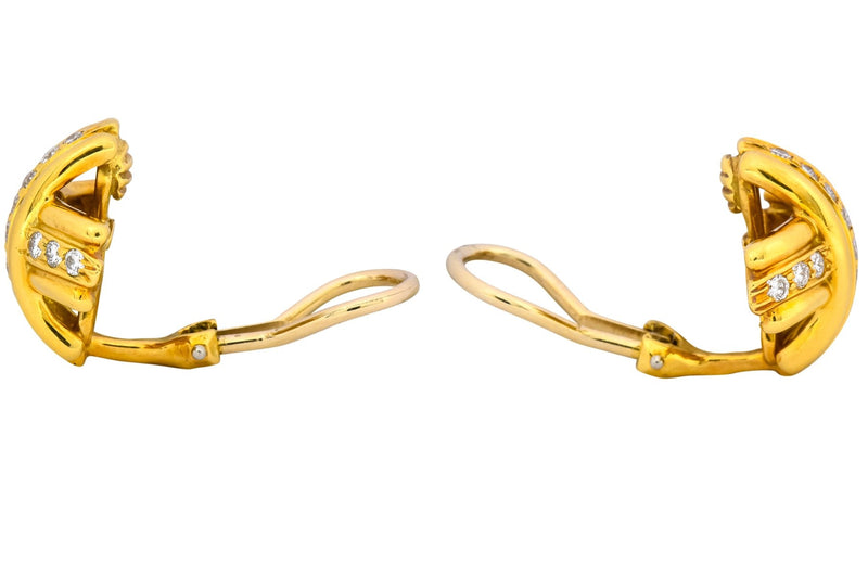 Tiffany & Co. 1992 Vintage Diamond 18 Karat Gold Signature X Ear-Clip Earrings - Wilson's Estate Jewelry