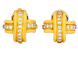 Tiffany & Co. 1992 Vintage Diamond 18 Karat Gold Signature X Ear-Clip Earrings - Wilson's Estate Jewelry