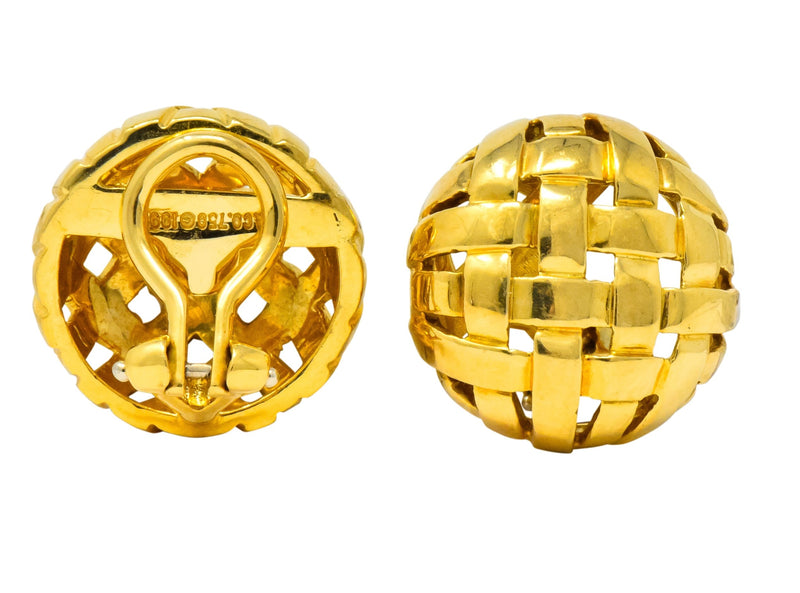 Tiffany & Co. 1995 18 Karat Gold Woven Ear-Clip Earrings - Wilson's Estate Jewelry