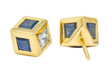 Tiffany & Co. 2.55 CTW Sapphire Diamond 18 Karat Gold Cube Earrings - Wilson's Estate Jewelry
