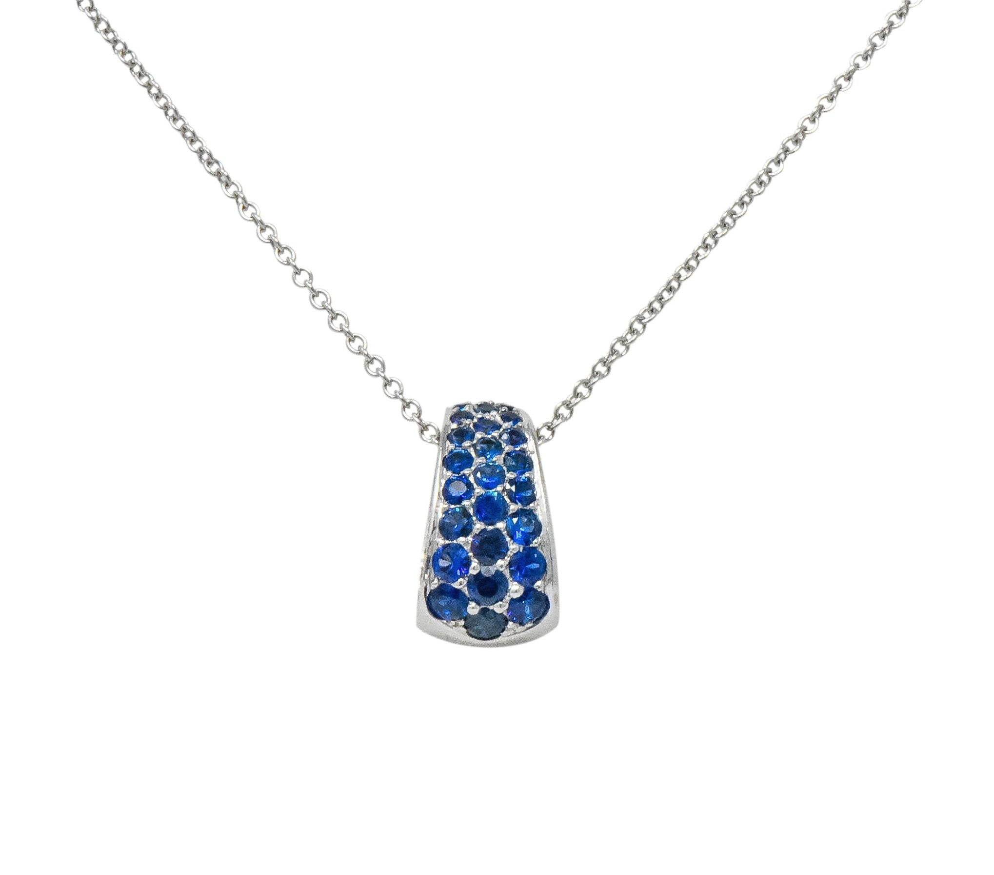 Tiffany & Co. 2001 0.90 CTW Diamond Sapphire 18 Karat White Gold Pendant Necklace - Wilson's Estate Jewelry