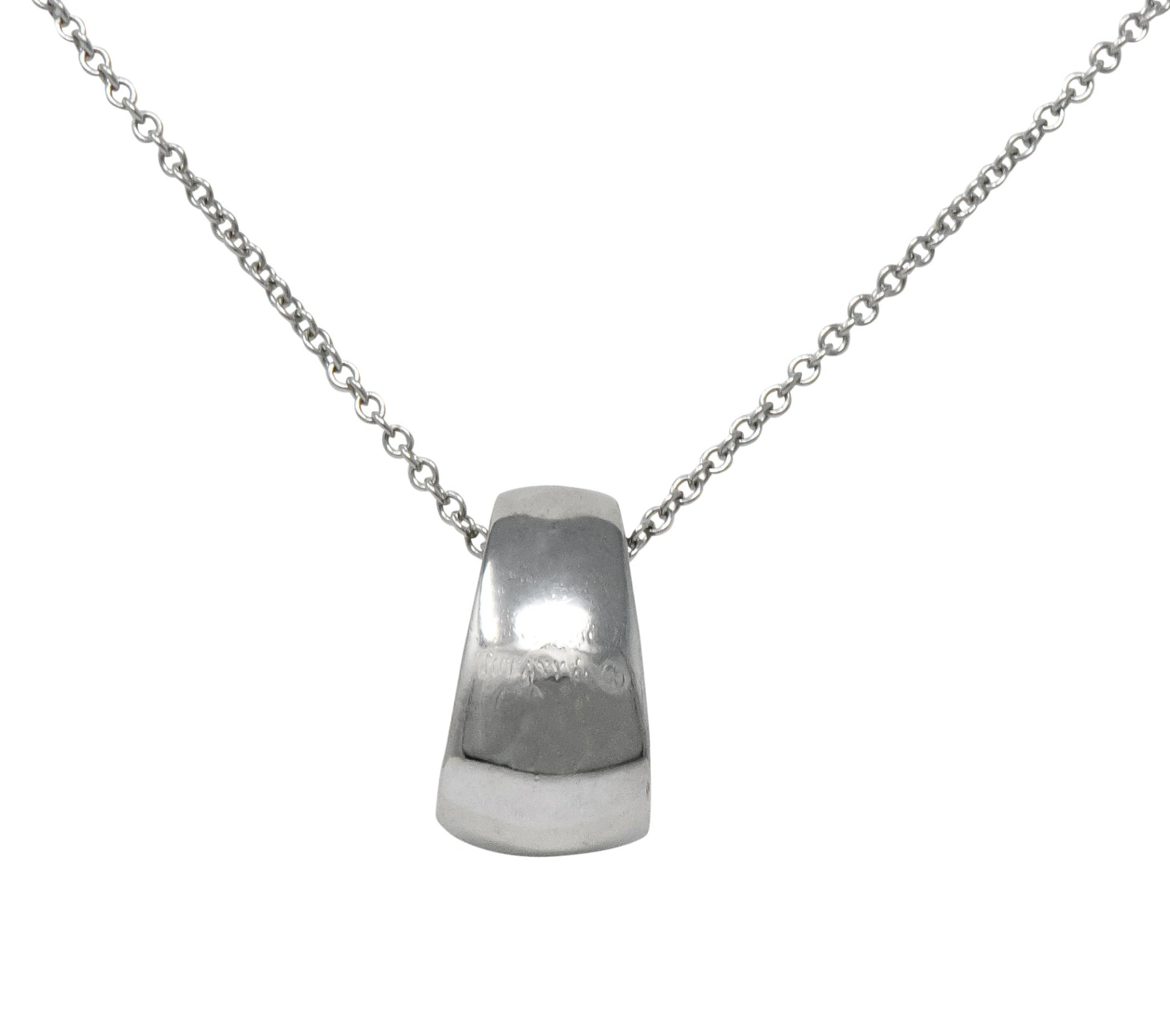 Tiffany & Co. 2001 0.90 CTW Diamond Sapphire 18 Karat White Gold Pendant Necklace - Wilson's Estate Jewelry