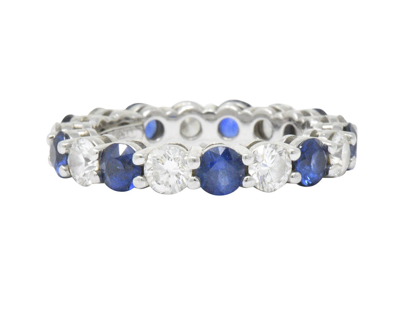Tiffany & Co. 3.24 CTW Sapphire Diamond Platinum "Embrace" Eternity Band Ring Wilson's Estate Jewelry