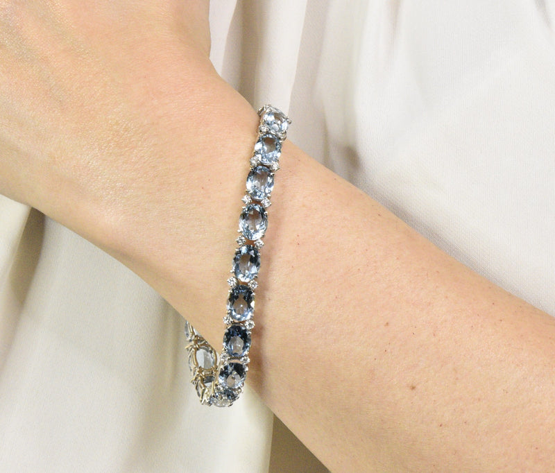 Tiffany & Co. 32.42 CTW Aquamarine Diamond Platinum Bracelet Wilson's Antique & Estate Jewelry