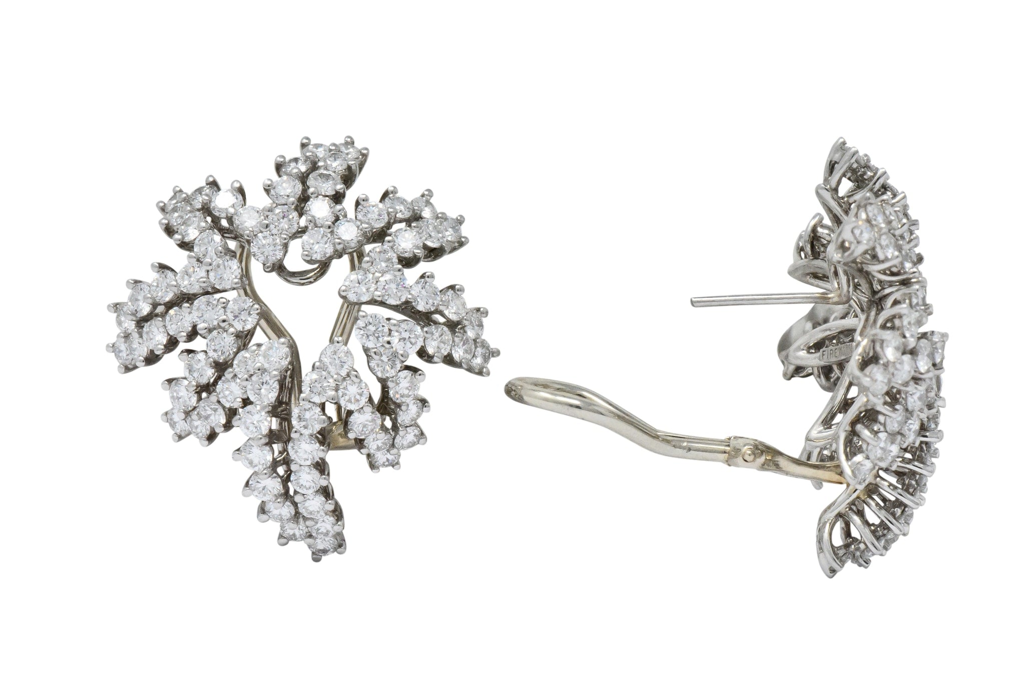 Tiffany & Co. 4.62 CTW Diamond Platinum 18 Karat White Gold Firework Earrings - Wilson's Estate Jewelry