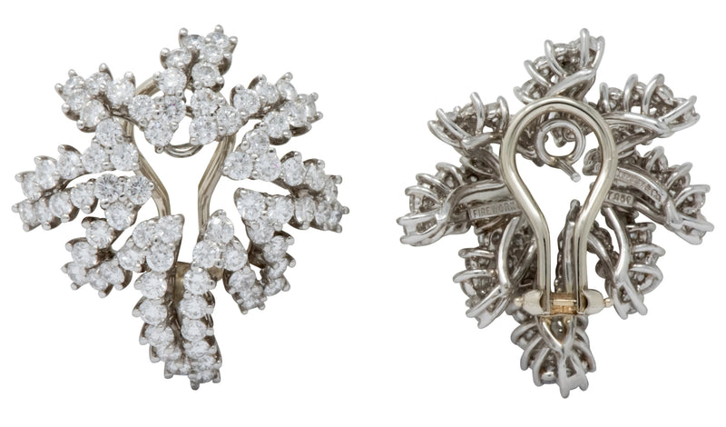 Tiffany & Co. 4.62 CTW Diamond Platinum 18 Karat White Gold Firework Earrings - Wilson's Estate Jewelry