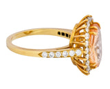 Tiffany & Co. 5.60 CTW No Heat Orange Sapphire Diamond 18 Karat Gold Cluster Alternative Engagement Ring GIA - Wilson's Estate Jewelry