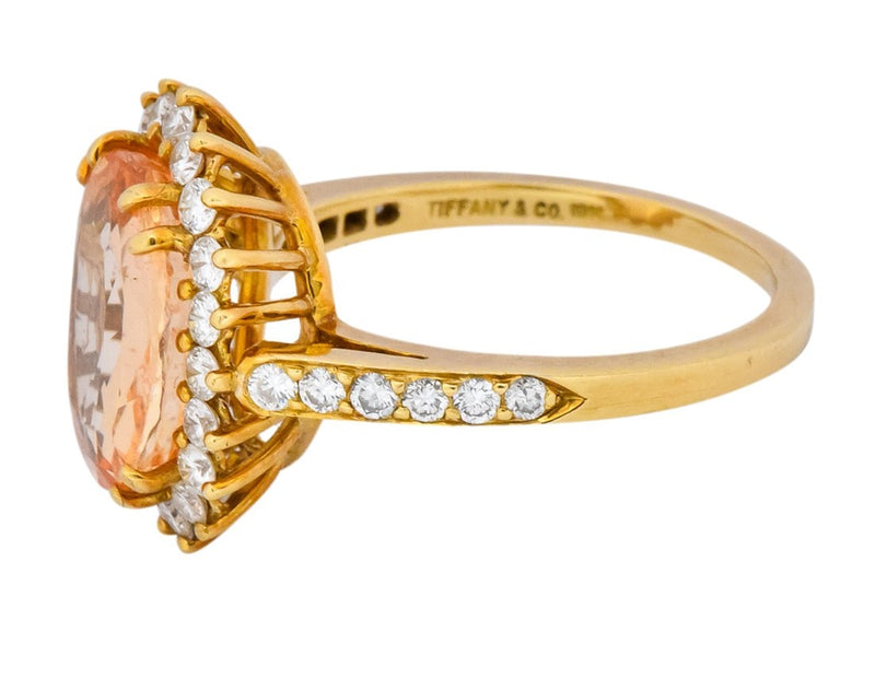 Tiffany & Co. 5.60 CTW No Heat Orange Sapphire Diamond 18 Karat Gold Cluster Alternative Engagement Ring GIA - Wilson's Estate Jewelry