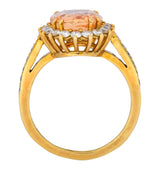 Tiffany & Co. 5.60 CTW No Heat Orange Sapphire Diamond 18 Karat Gold Cluster Alternative Engagement Ring GIA - Wilson's Estate Jewelry