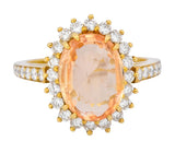 Tiffany & Co. 5.60 CTW No Heat Orange Sapphire Diamond 18 Karat Gold Cluster Alternative Engagement Ring GIA - Wilson's Estate Jewelry