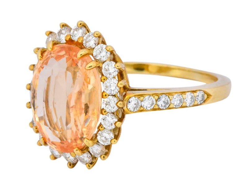 Tiffany & Co. 5.60 CTW No Heat Orange Sapphire Diamond 18 Karat Gold Cluster Alternative Engagement Ring GIA - Wilson's Estate Jewelry