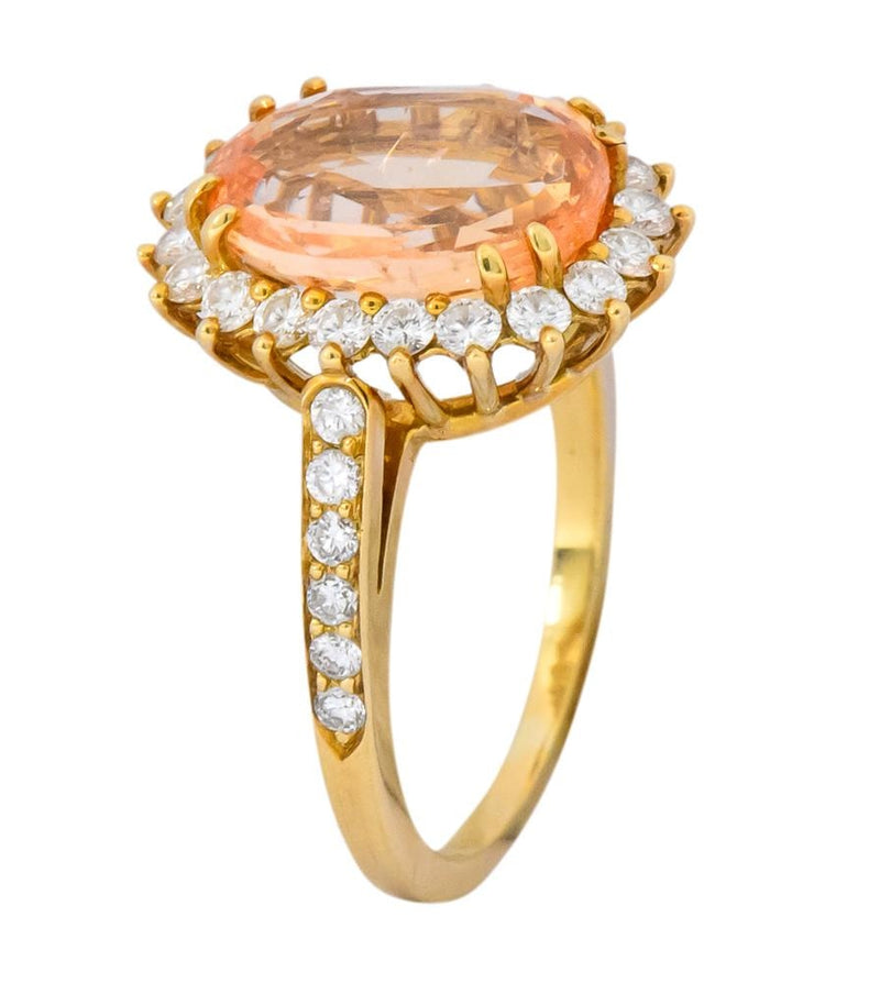 Tiffany & Co. 5.60 CTW No Heat Orange Sapphire Diamond 18 Karat Gold Cluster Alternative Engagement Ring GIA - Wilson's Estate Jewelry