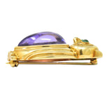 Tiffany & Co. Amethyst Emerald 18 Karat Gold Owl Brooch Wilson's Estate Jewelry